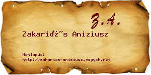 Zakariás Aniziusz névjegykártya